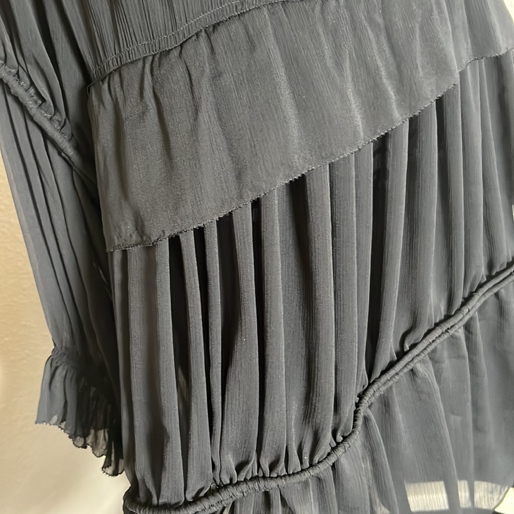 Frank Remme black long sleeve scarf dress NWOT( has a flaw) - Picture 4 of 15